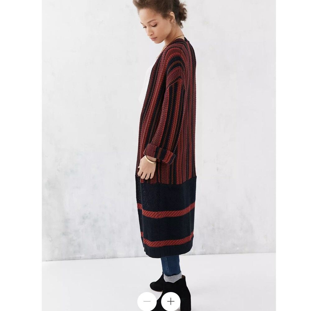 Urban Outfitters Ecote Riley Patterned Maxi Sweater Cardigan Boho Size M